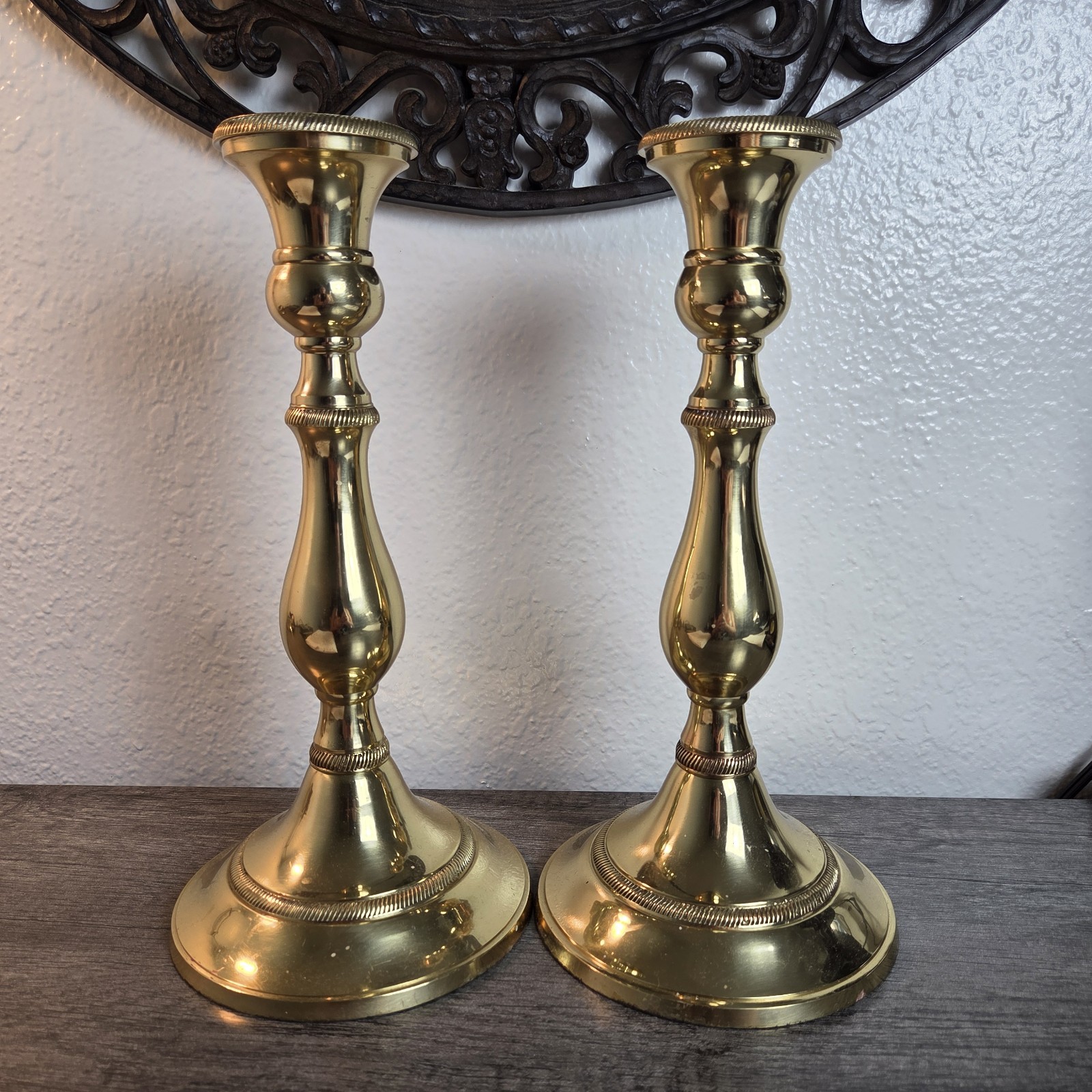 Pair Of Vintage Gatco Brass Candlestick 12 Inches Tall