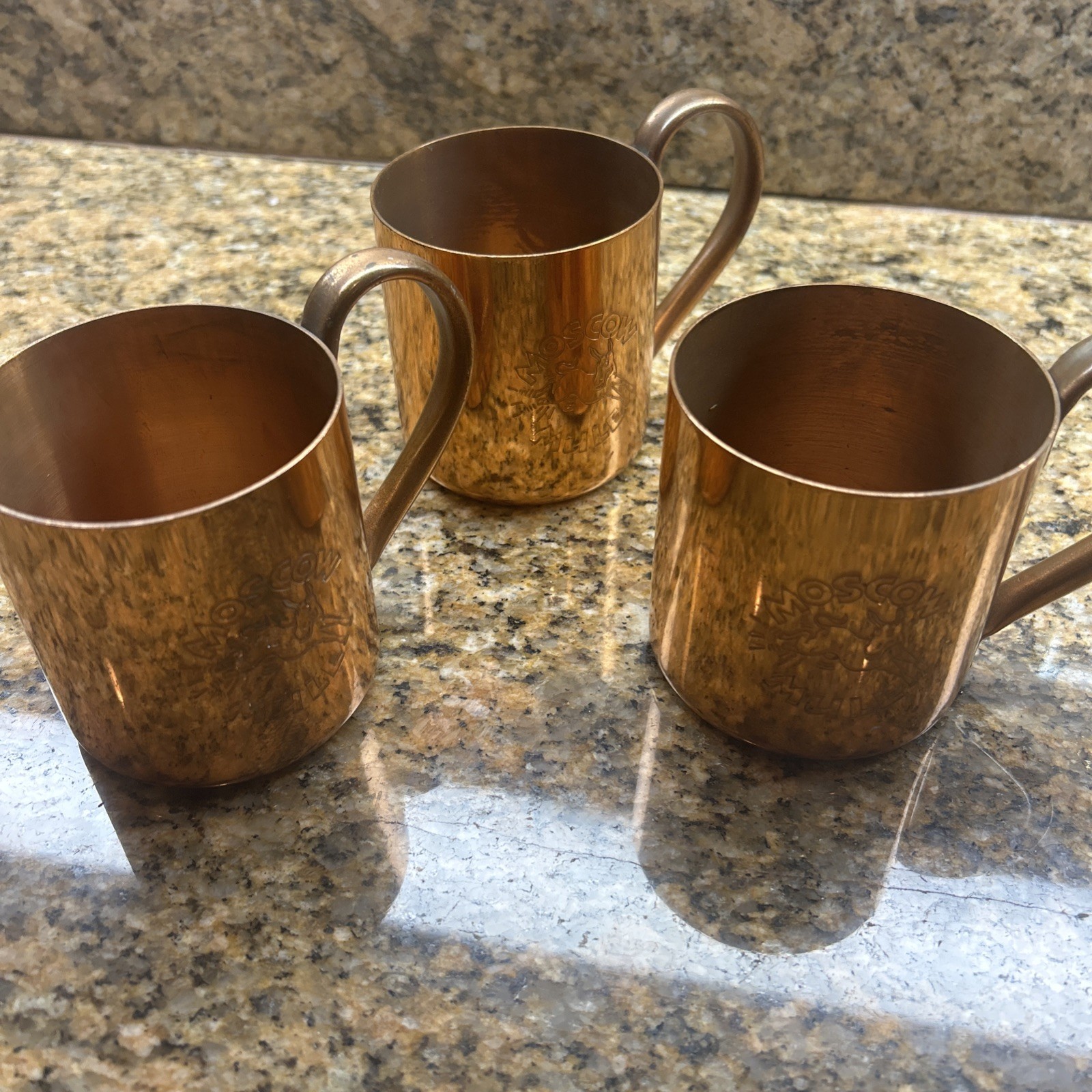 ANTIQUE OR VINTAGE COCK N BULL MOSCOW MULE SOLID COPPER MUG CUP VERY HEAVY 3 PCs