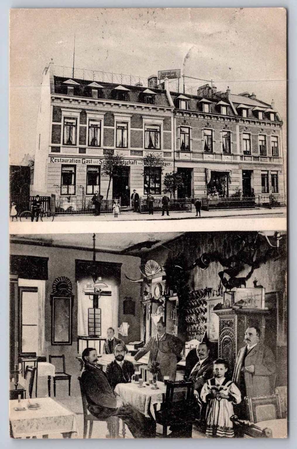 Bremen Germany 1913 Restaurant Wilhelm Bollmeyer Interior Exterior Postcard