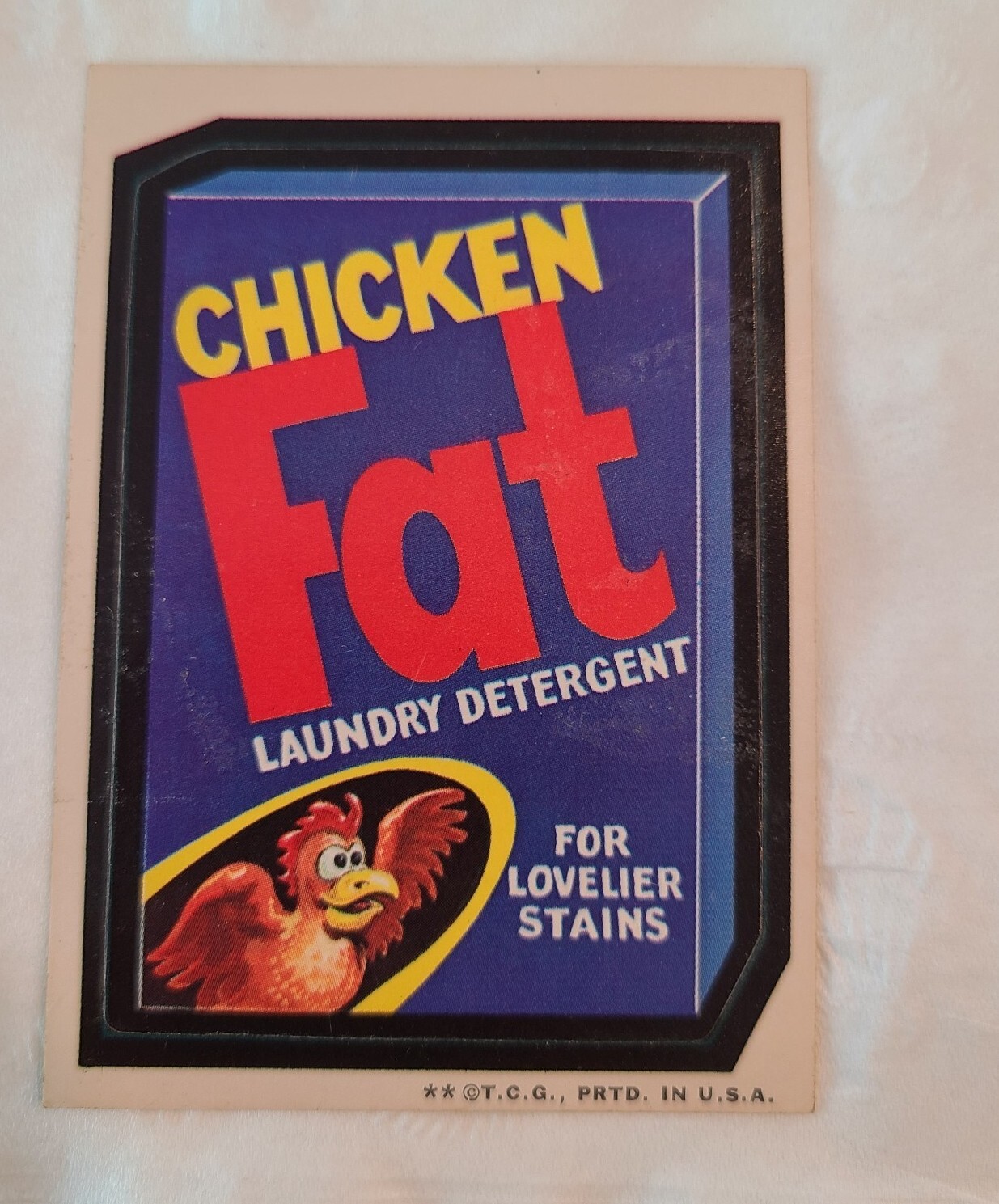 1973 Topps Wacky sticker card  Chicken Fat 