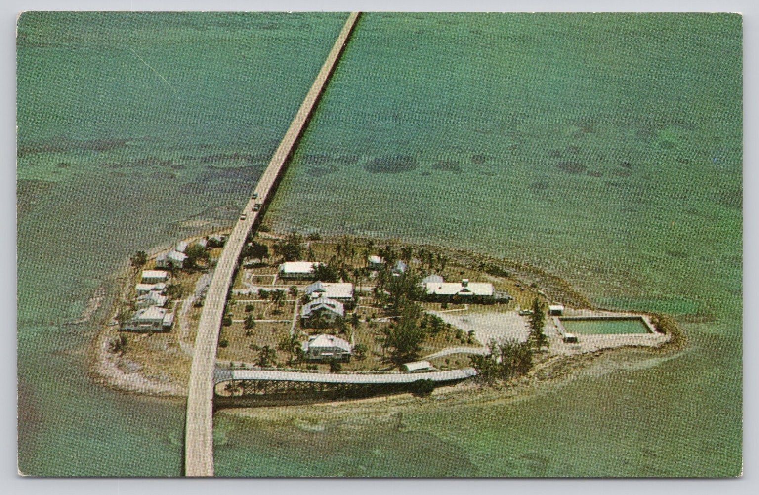 Pigeon Key Florida Keys FL Vintage Postcard Aerial View 1968 Postmark