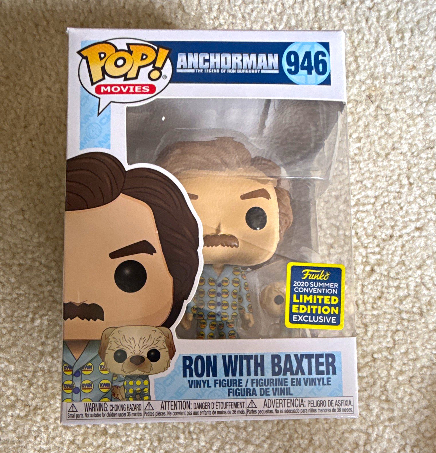 Funko Pop Vinyl Pop Movies Anchorman Ron Burgundy w/ Baxter #946 Exclusive