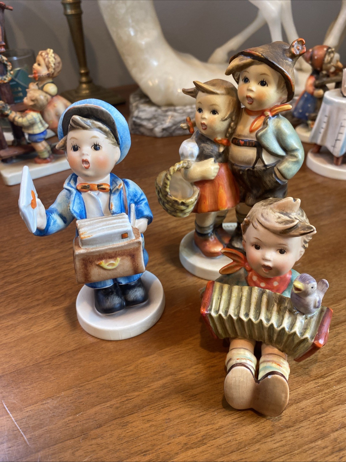 Lot Of 3 - TMK 3 1957-64 Goebel Hummel Figurines “Surpise” “Accordion” “Postman”