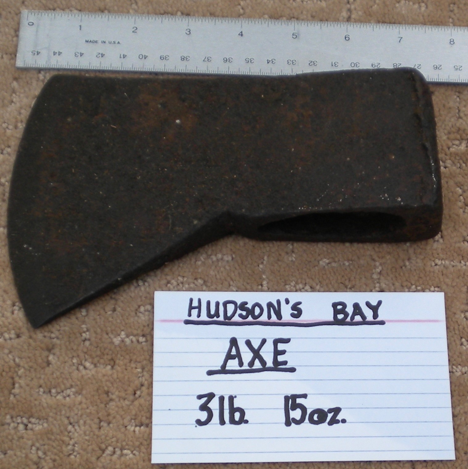 Unmarked Hudson\'s Bay Co. Trade Axehead 3lb. 15oz. Antique Original Canada Used