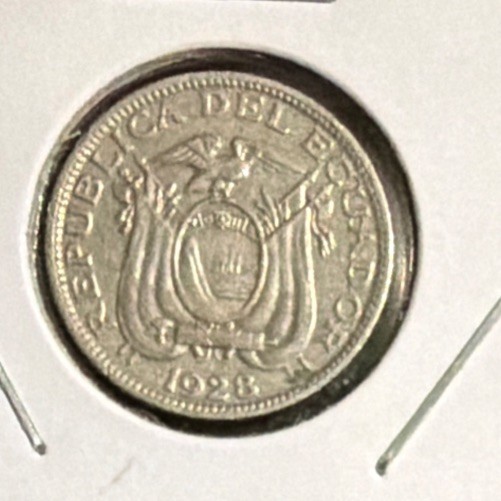 1928 Ecuador 5 Centavos Nickel Coin-19.5MM - KM#69
