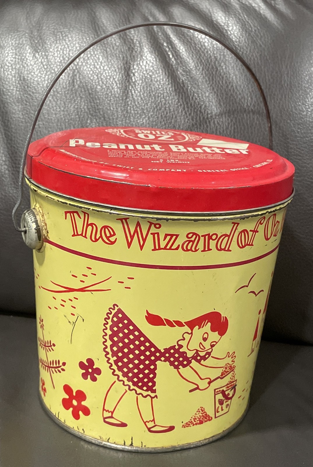Vintage Swift’s OZ Peanut Butter Metal Pail The Wizard Of OZ Dorothy Scarecrow