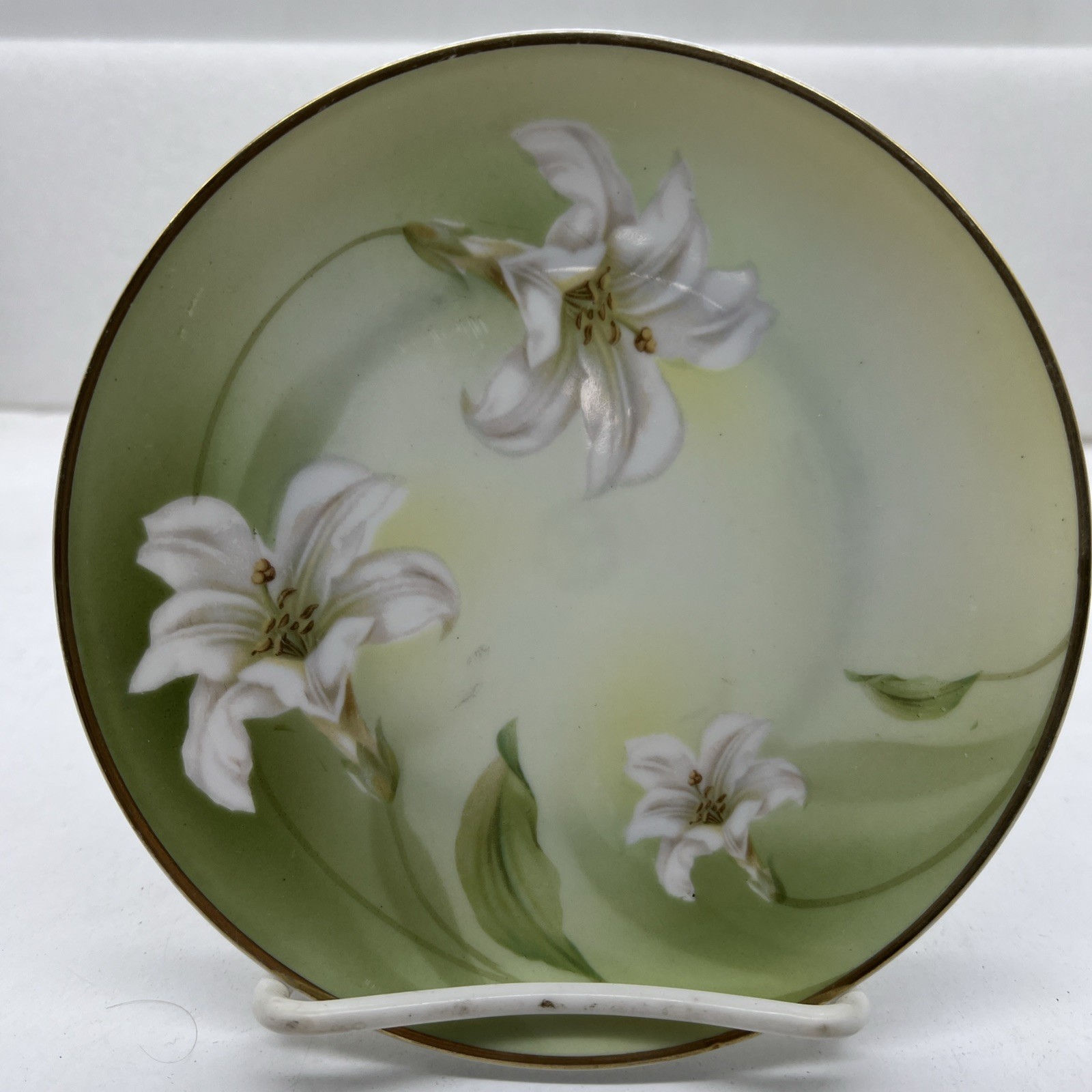Vintage RS Germany Porcelain Plate Lillies with Gold Trim 6.25”