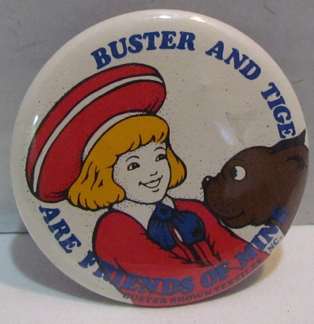 Buster and Tige Are Friends of Mine Button, Buster Brown Textiles