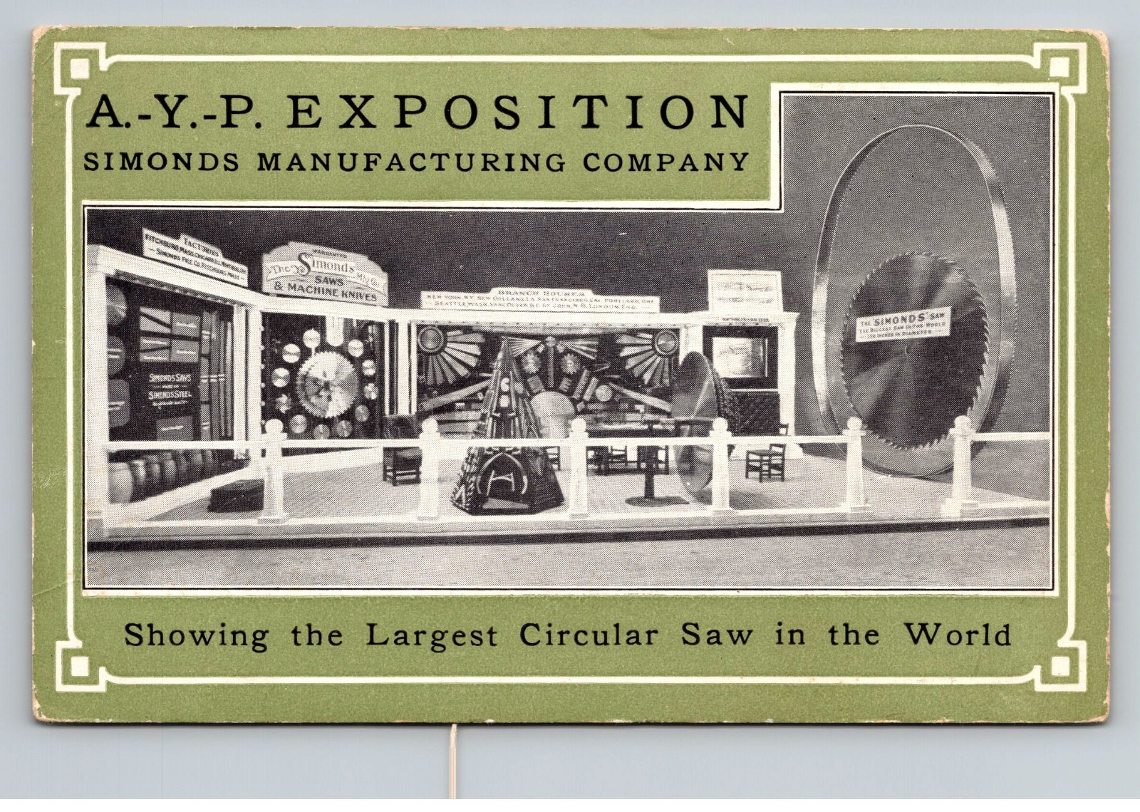 Simonds Manufacturing Company AYP Exposition Largest Circular Saw Ad Postcard