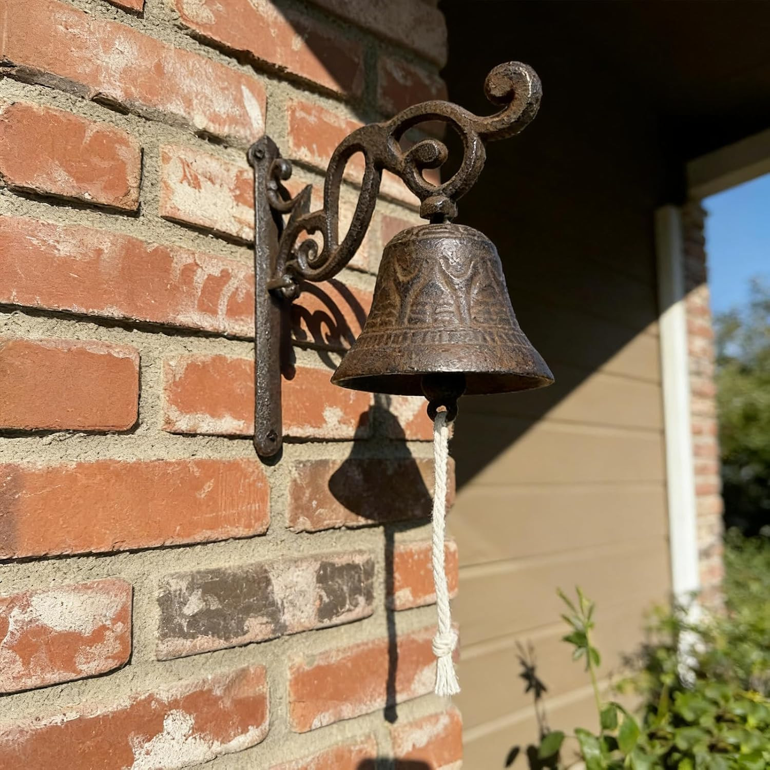 Large Vintage Cast Iron Wall-Mounted Dinner Bell for Home and Farmhouse Decor