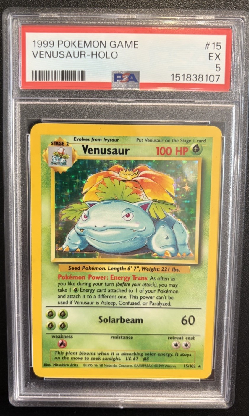 Pokémon 1999 Game Venusaur Holo 15/102 English PSA 5 Trading Card