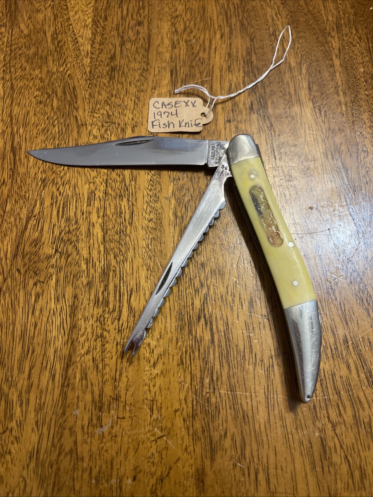 VINTAGE 1974 CASE XX WHITE FISHING KNIFE  #32095 SS  SIX DOT