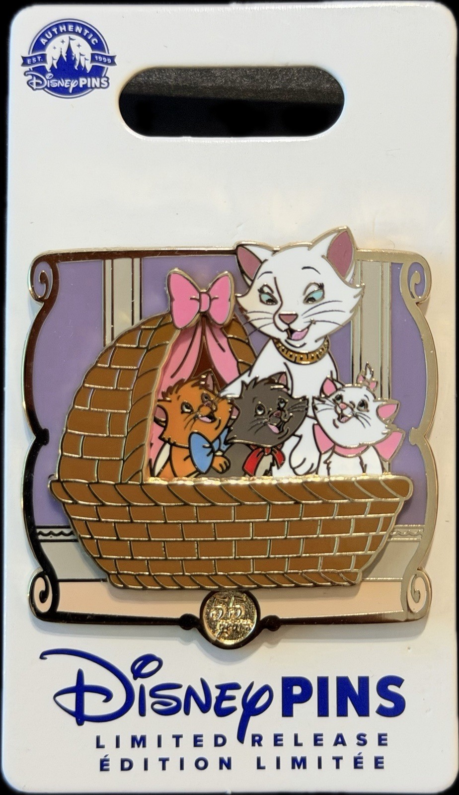 Authentic Hong Kong Disney 2026 The Aristocats 55th Anniversary Marie Basket Pin
