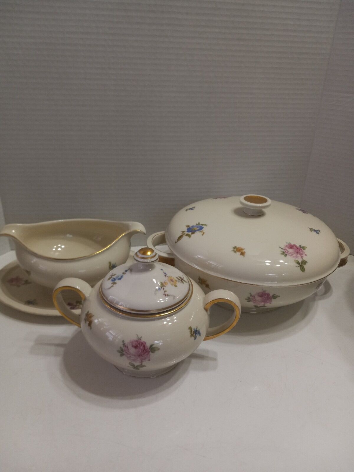 Rosenthal Winifred Selb- Germany Covered Casserole, Gravy Boat, Sugar Bowl With