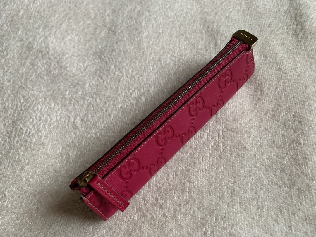 GUCCI pencil case/pencil case pink Used Item Good Condition From Japan 