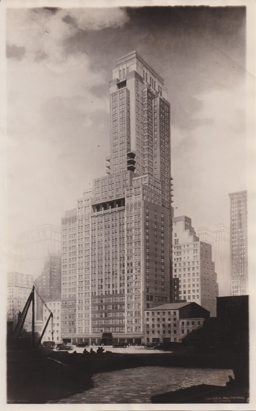 1932 Press Photo Architect Drawing of the Manhattan Battery Tower, New York City