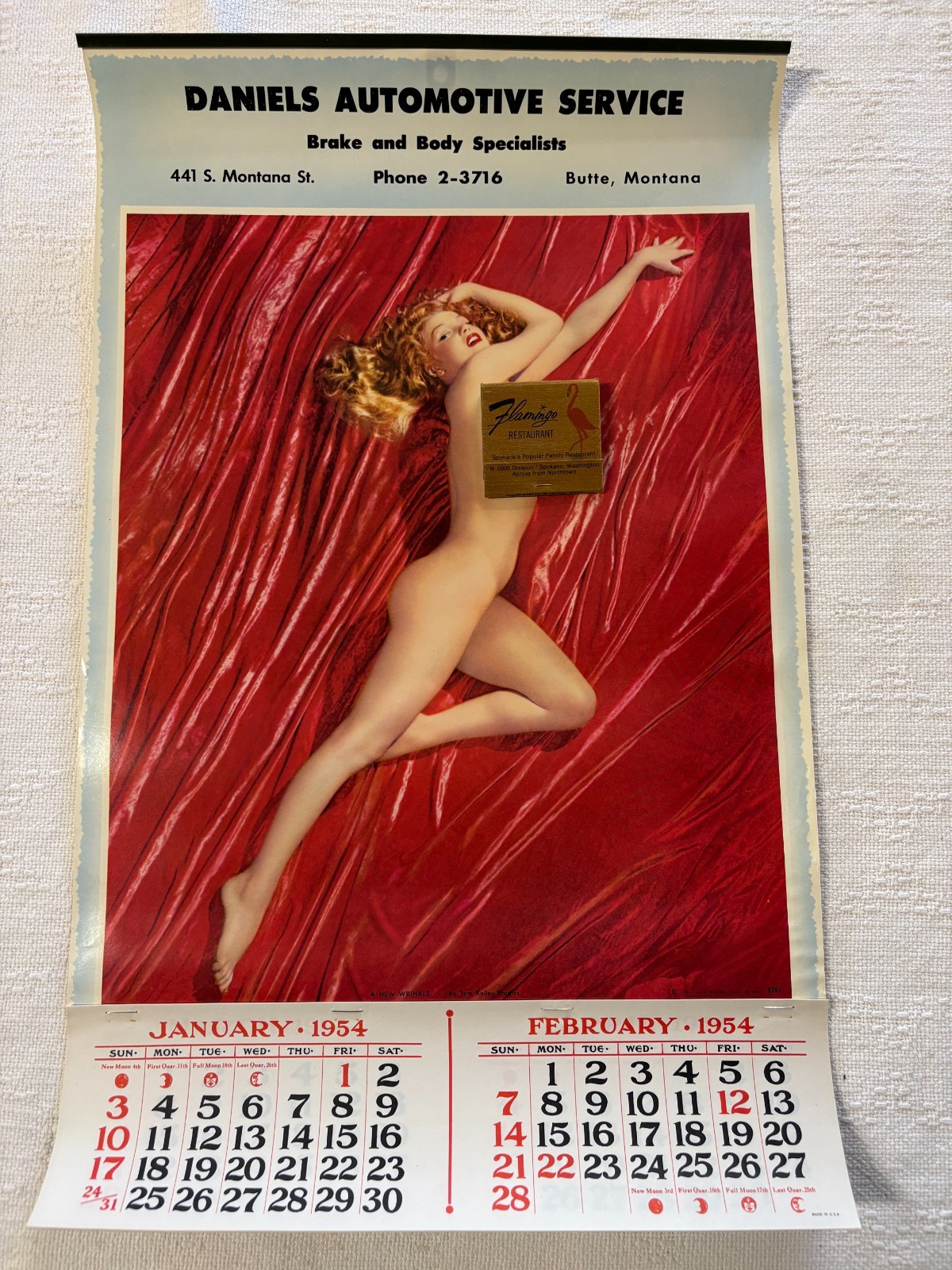 Original 1954 Marilyn Monroe Calendar  'A New Wrinkle'  Tom Kelley Western Litho