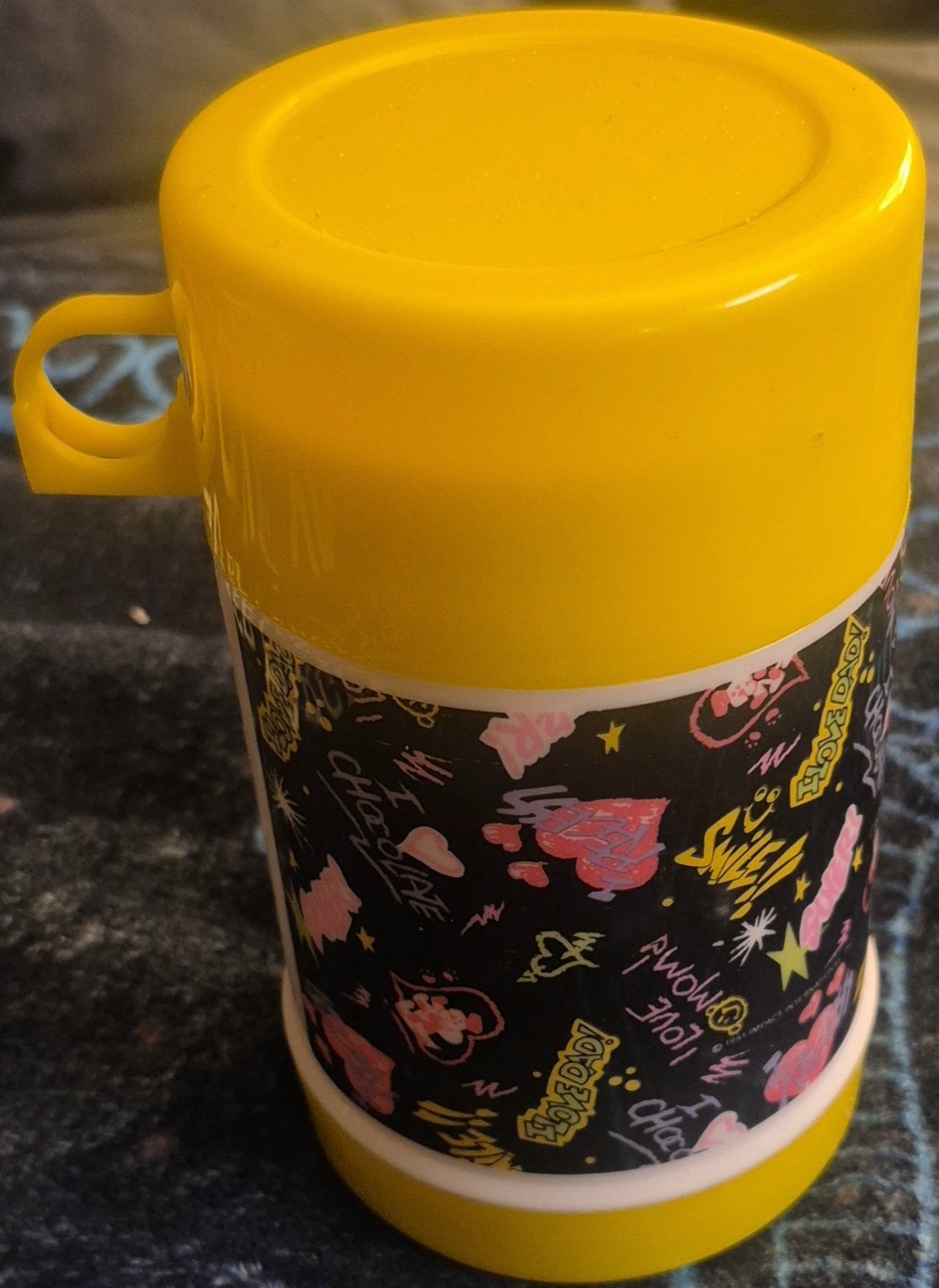 Vintage 1991 Yellow & White Impact Internationals Thermos