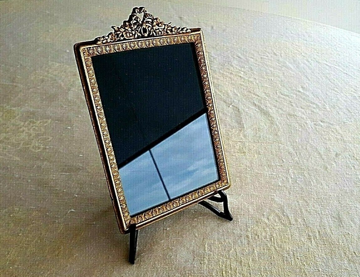 Antique bronze  PHOTO FRAME wall hanging with glass circa 1900 For 1 photo.Heavy