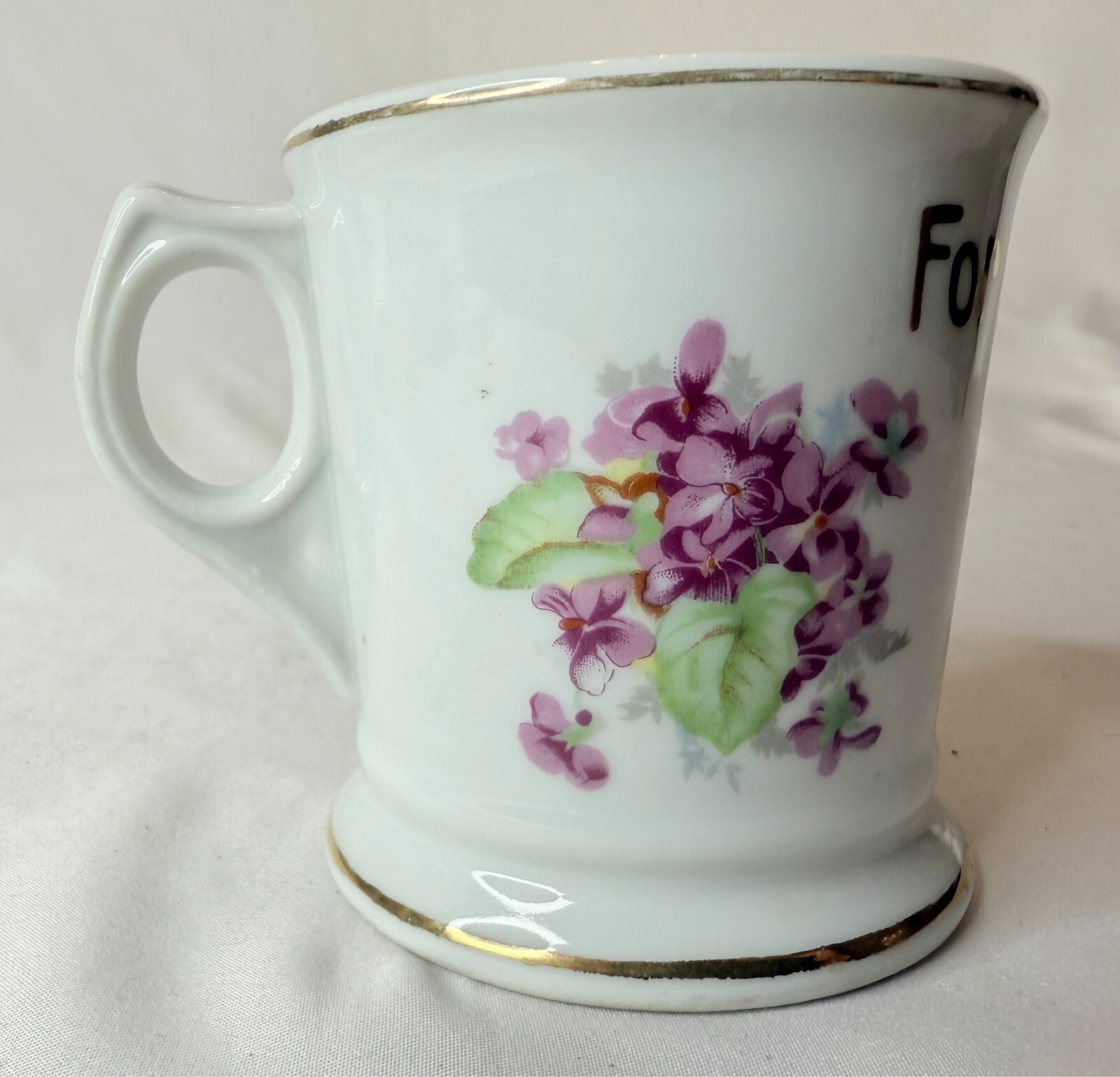 For A New Little Shaver Shaving Mug Floral Gold Trim From Mother To Daughter VTG