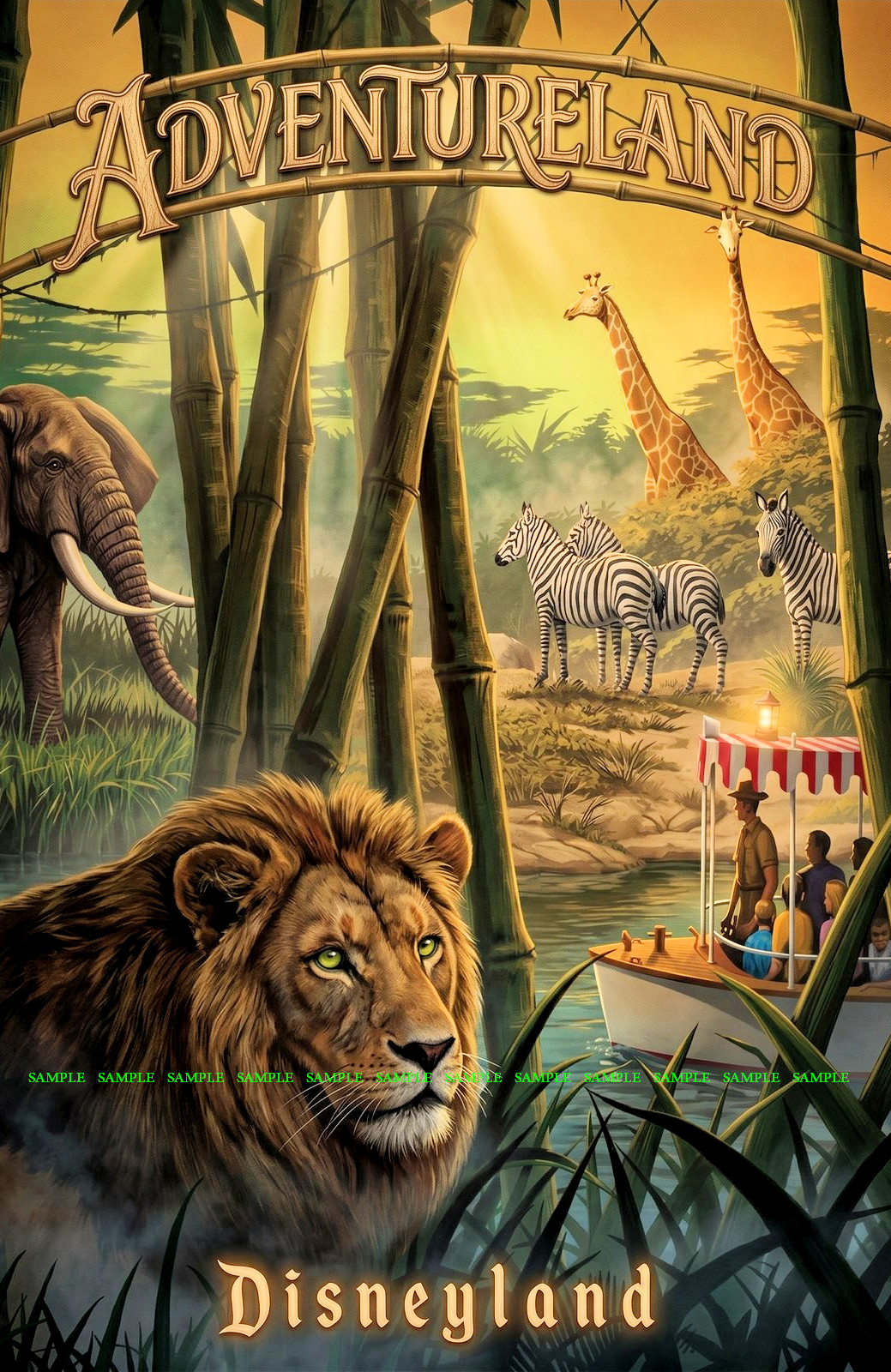Disneyland Adventureland Jungle Cruise 11 x 17 Poster Lion Elephant Giraffe
