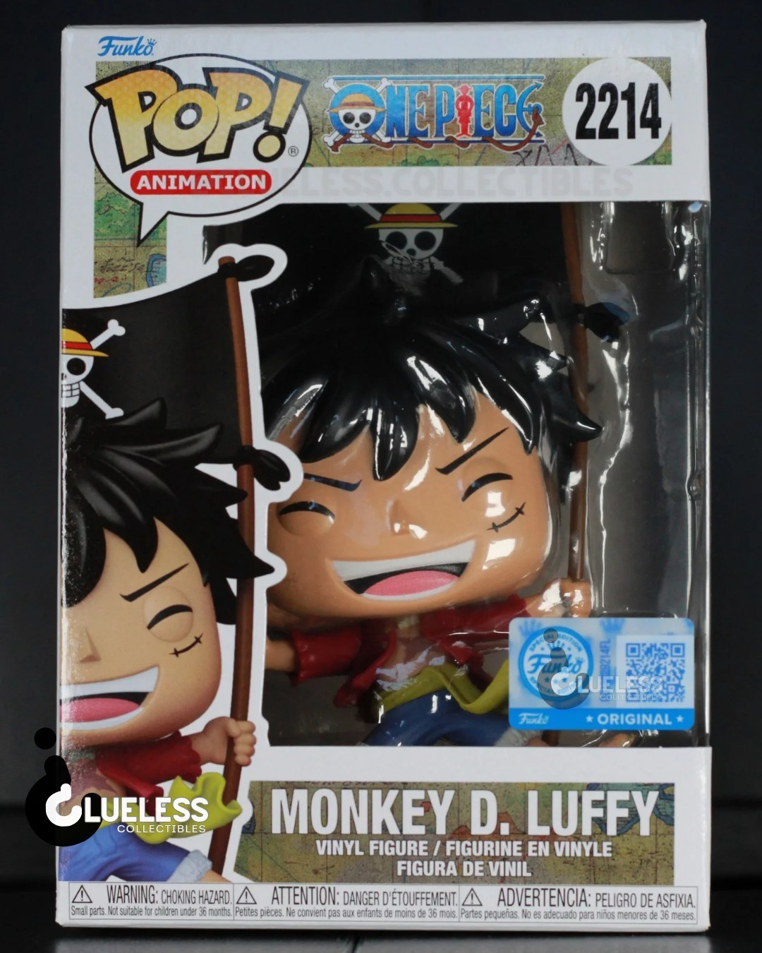 Funko Pop One Piece Luffy with Flag #2214 Exclusive And Pop Protector 