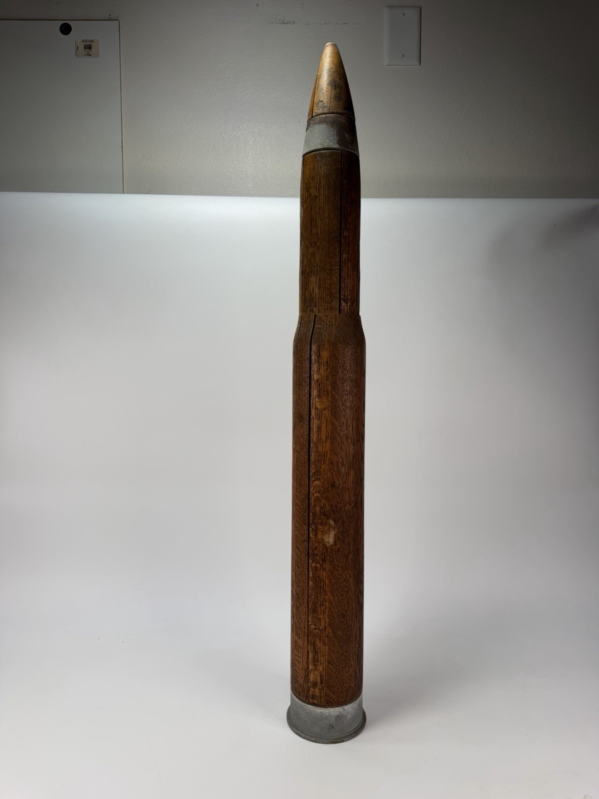 Vintage 1940s WW2 US Navy Mk-6 Practice Wood Dummy Cartridge Oak and Metal