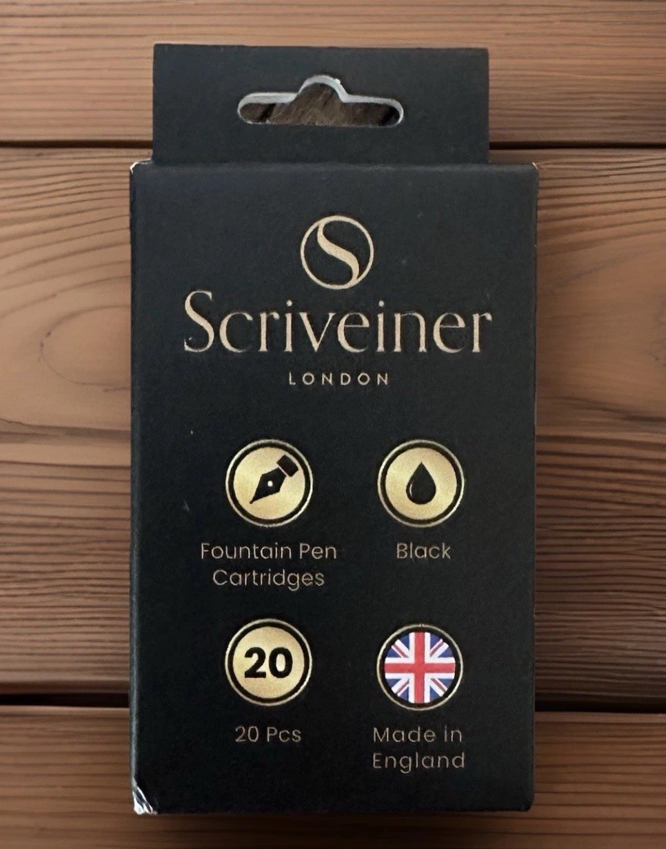 SCRIVEINER FOUNTAIN PEN INK CARTRIDGE BLACK 20 PCS MADEIN ENGLAND 0.7mm FREE S/H