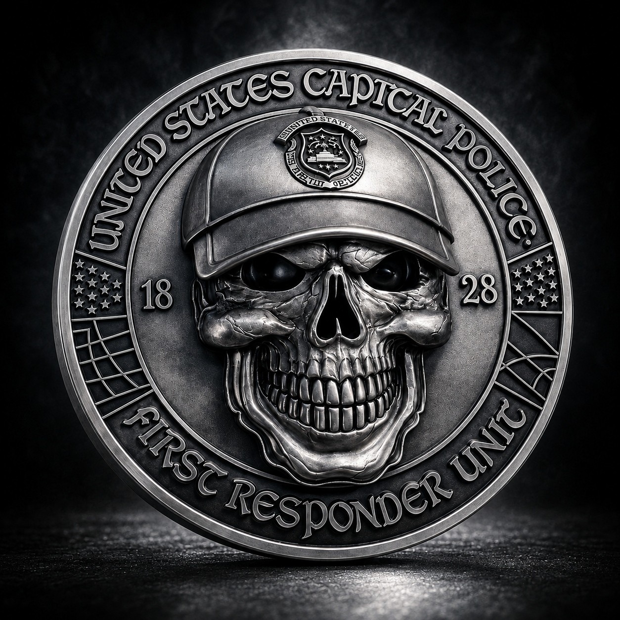Washington DC J6 Capital Police 1st Responders Antique Silver DOJ Challenge Coin
