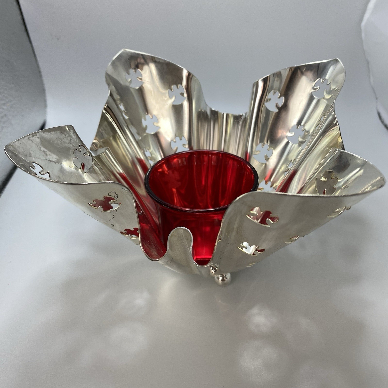 Silver-plated Handkerchief Votive Vintage 1993 Godinger Holiday Collection