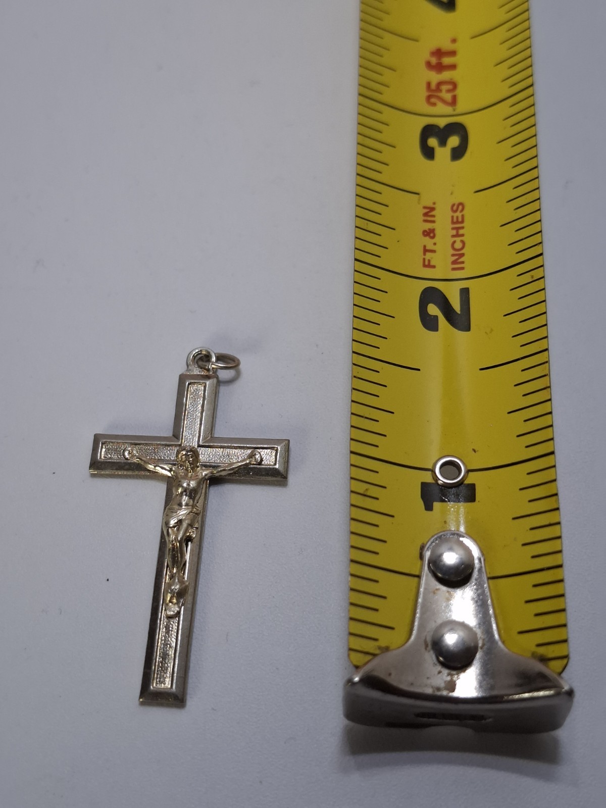 Vintage Two-Tone Sterling Silver Crucifix Cross Pendant INRI Jesus Catholic...