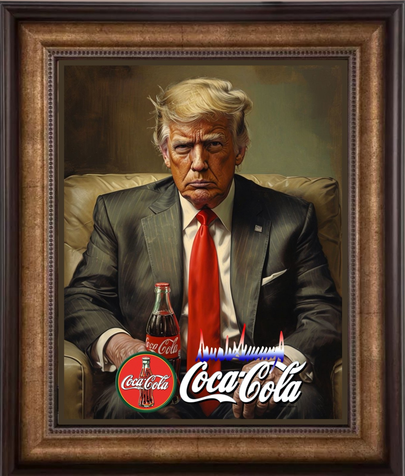 COCA COLA, Donald Trump Enjoying Coca ADVERTISEMENT 2022 ART PRINT COCA COLA, Donald Trump Enjoying Coca ADVERTISEMENT 2022 ART PRINT