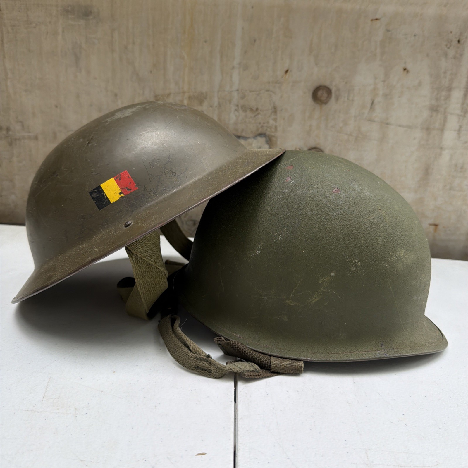 WWII Belgium Military Helmet-Mark II Doughboy WWll and Korea & a unmark helmet