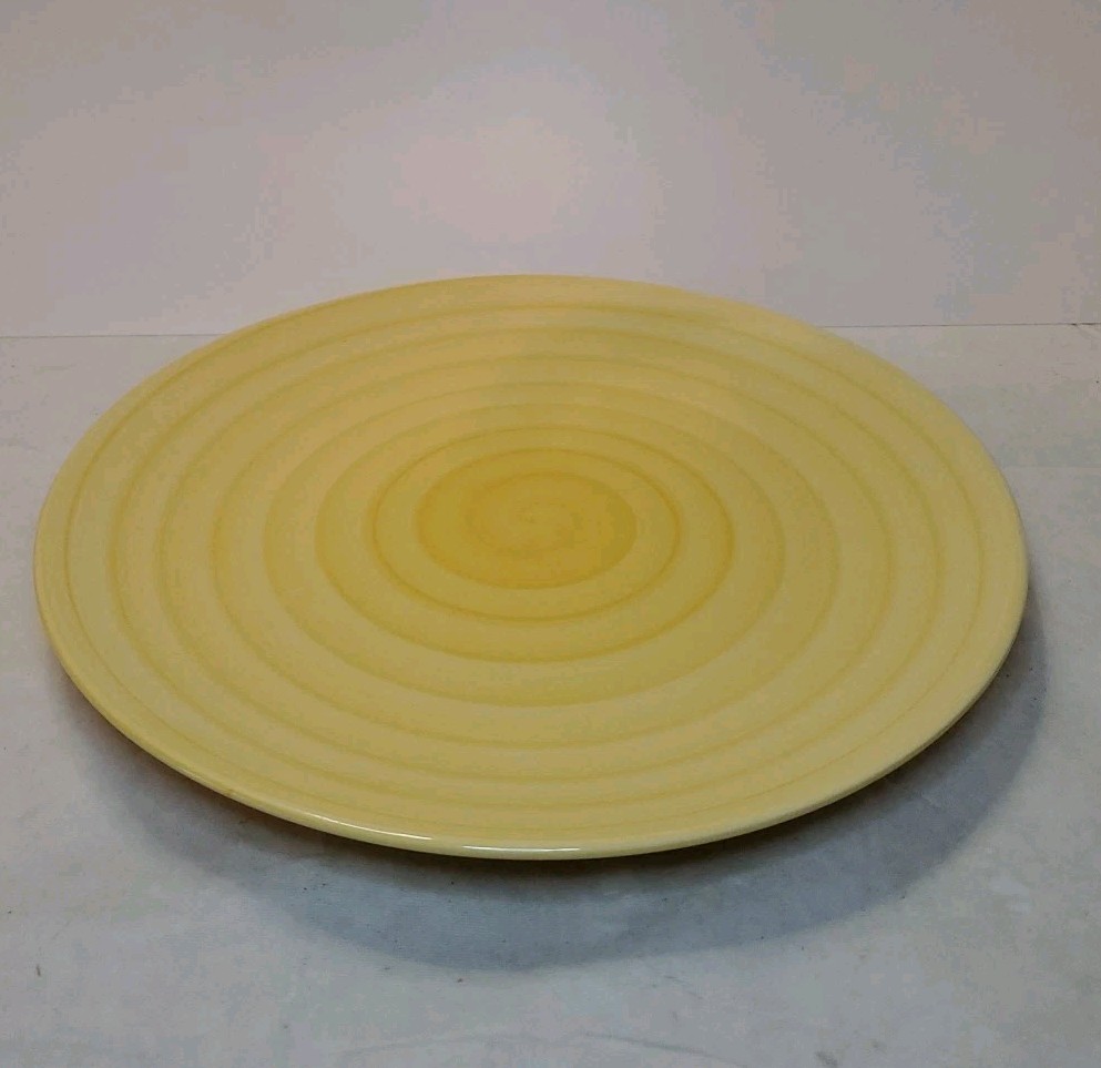Swirl Hand Painted Collection Stoneware Yellow Pattern Dinner Plate ~10-5/8\