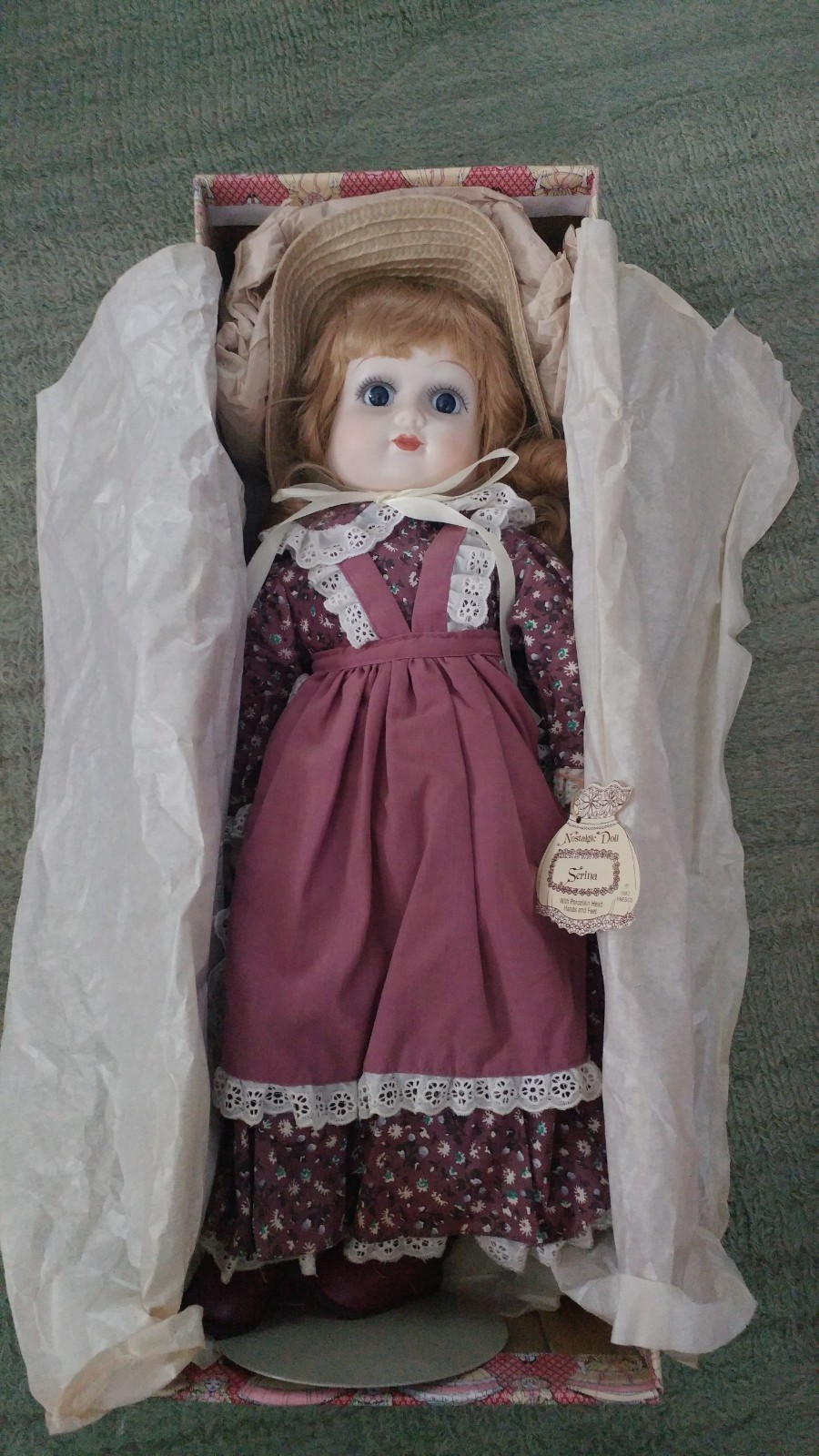 Nostalgic Doll Serina 1982 Porcelain Head by Enesco 1982   NEW IN THE BOX MINT
