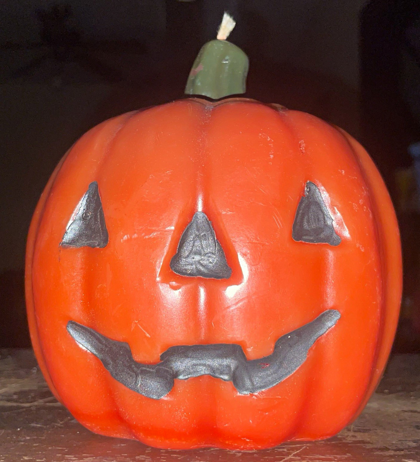 Vintage WATERFORD CANDLES Jack-O-Lantern Pumpkin Wax Candle Orange Black Gurley