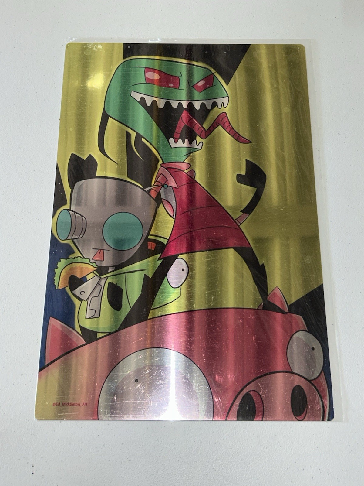 NEW Invader Zim 18x12” G Eating Taco In Dog Suit With Zim Fan Art Metal Poster