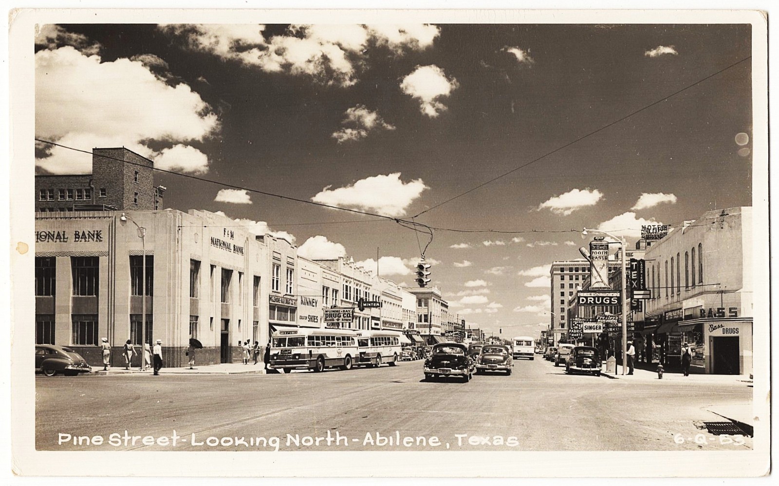 real photo Abilene TX - Pine Street Looking North Bus Buses 1950s postcard RPPC real photo Abilene TX - Pine Street Looking North Bus Buses 1950s postcard RPPC