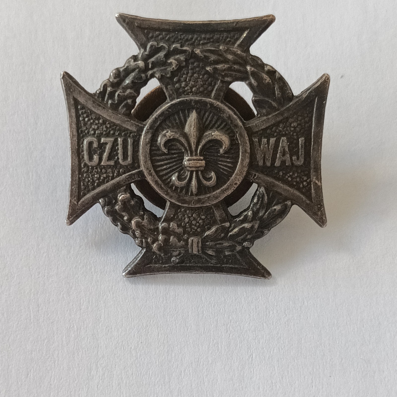 Vintage Polish Scout Cross Badge Krzyz Harcerski Czuwaj ZHP Fleur De Lis Pin