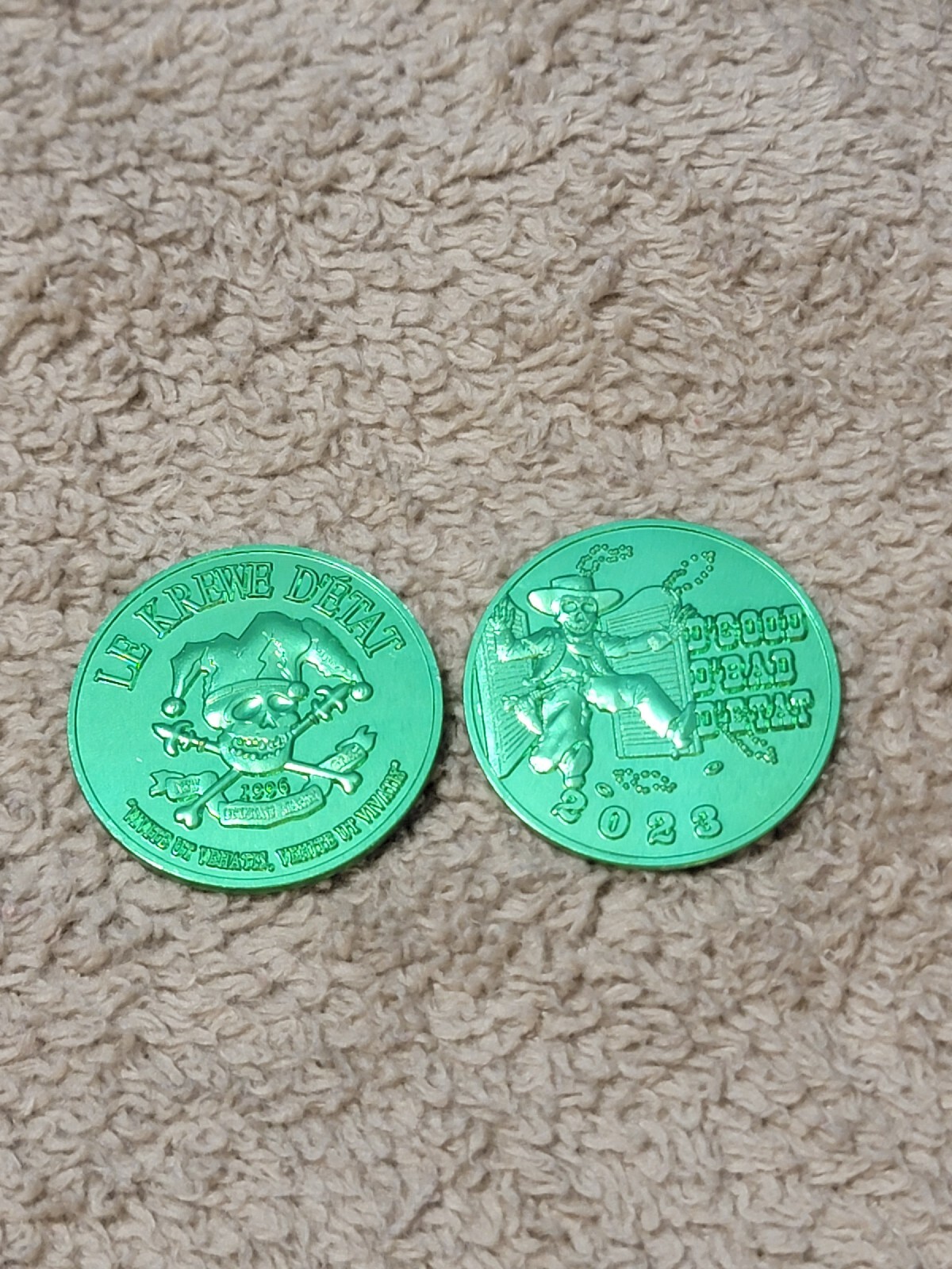 2023 Mardi Gras Le Krewe D\'etat Green Doubloon