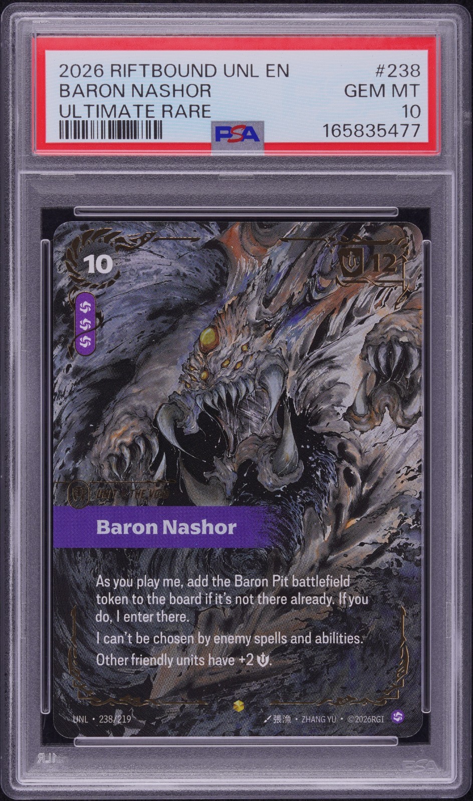 2026 RIFTBOUND: LEAGUE OF LEGENDS UNLEASHED #238 BARON NASHOR ULTIMATE PSA 10