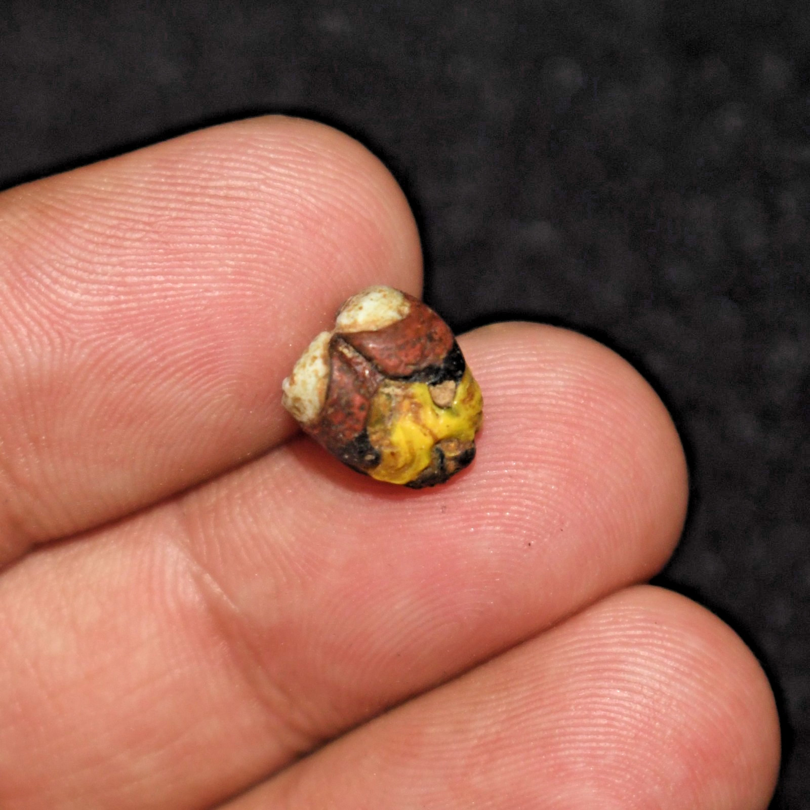 Genuine Ancient Eastern Roman Mosaic Gabri Glass Bead with Yellow Pattern