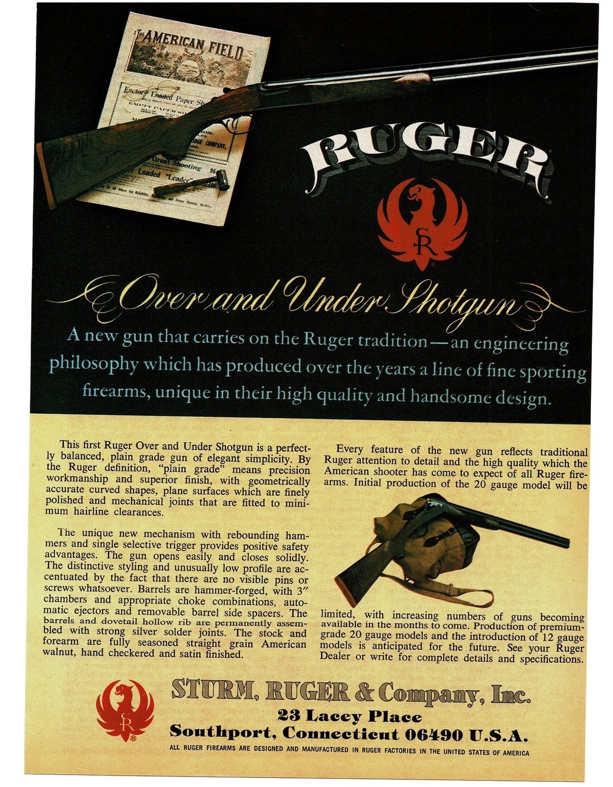 1978 Sturm Ruger Over under Shotgun Vintage Ad 