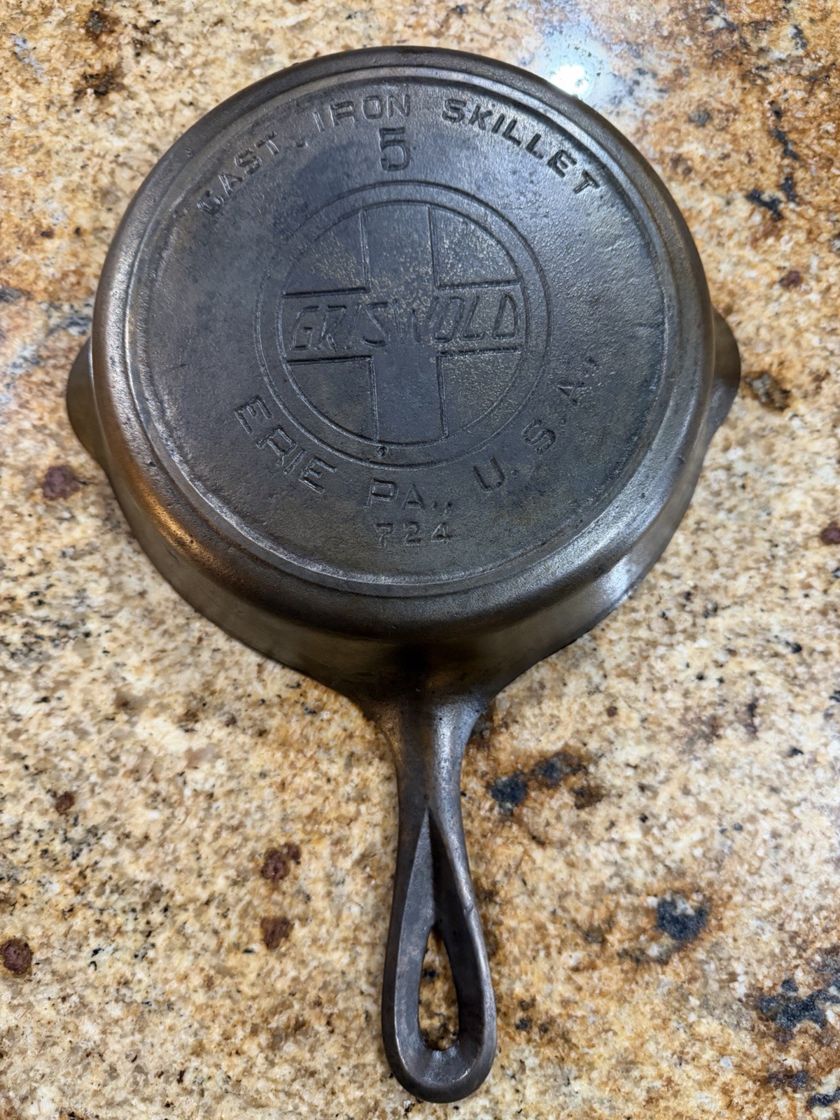 Vtg Griswold 5 Cast Iron Skillet Heat Ring Slant Logo Erie Pa 724 No Wobble
