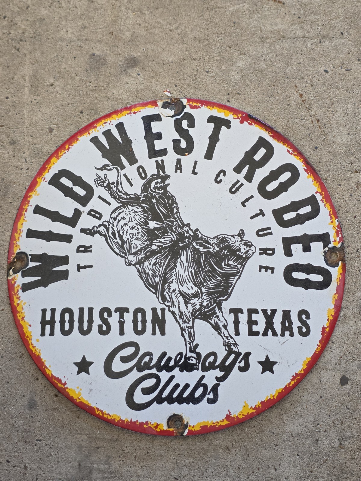 VINTAGE WILD WEST RODEO HOUSTON PORCELAIN SIGN DANCE CLUB HONKY TONK RODEO 12 VINTAGE WILD WEST RODEO HOUSTON PORCELAIN SIGN DANCE CLUB HONKY TONK RODEO 12