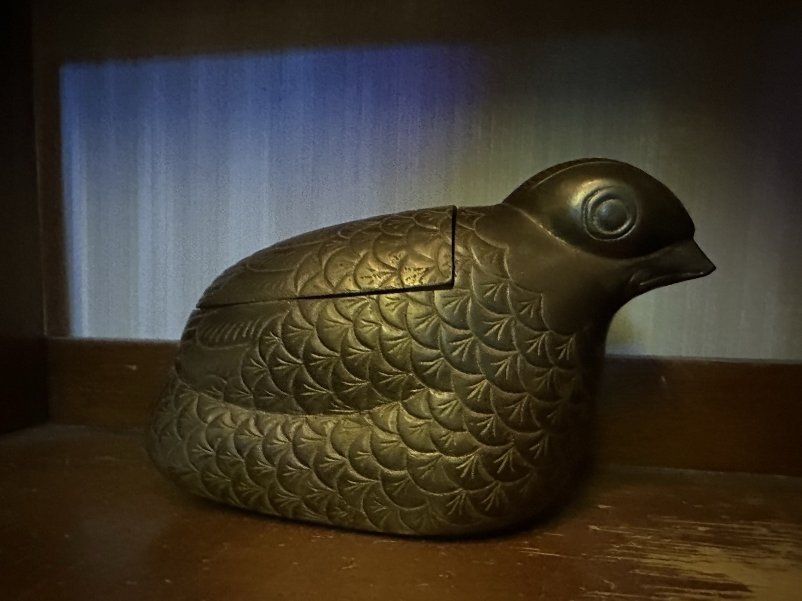 Vintage Heavy Solid Brass Quail Bird Trinket Box Lidded Dish Made in India MCM