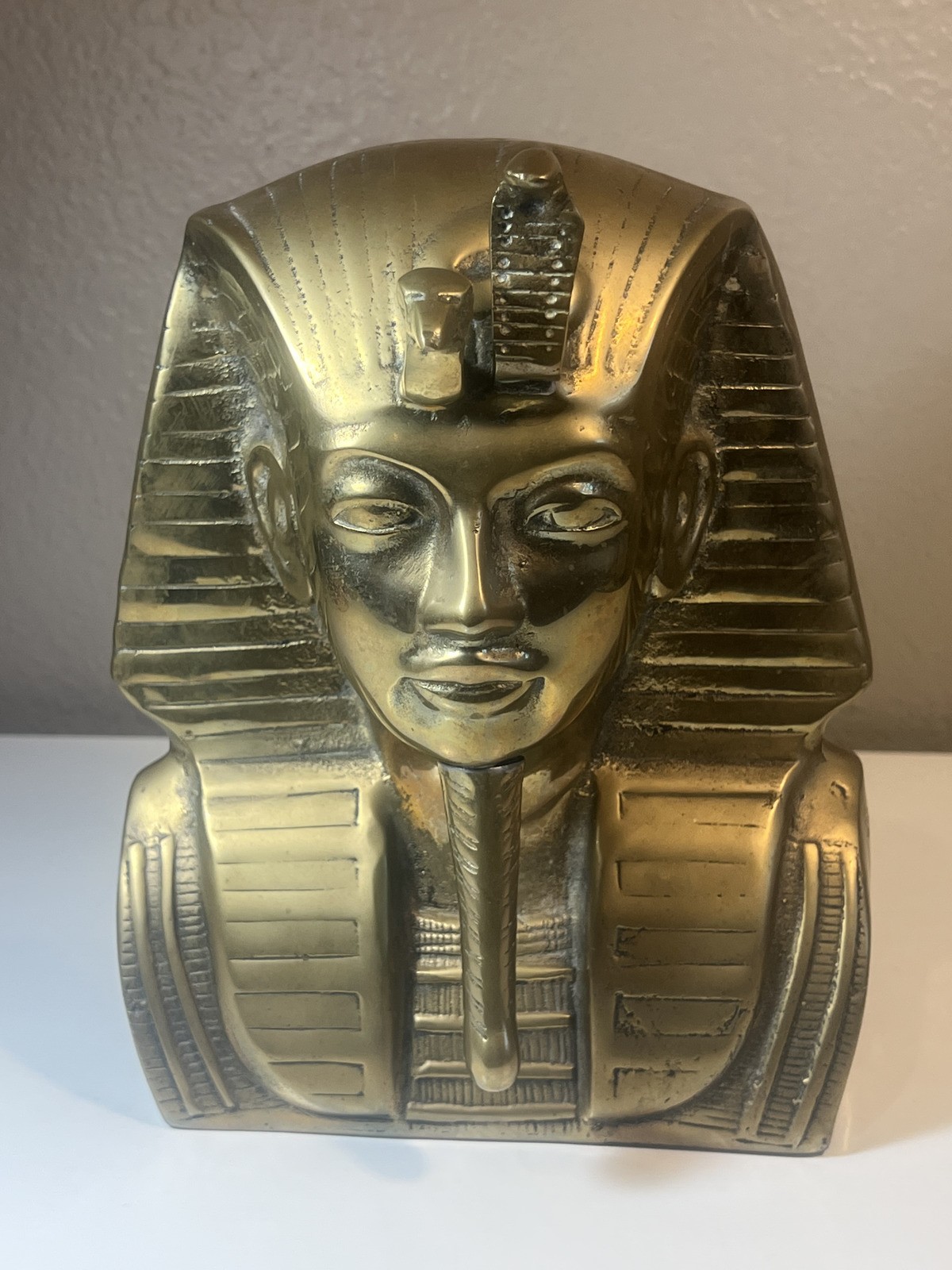 Vintage Heavy Brass King Tut Bust 9.5” 7 LB Tutankhamun Egyptian Pharaoh Statue Vintage Heavy Brass King Tut Bust 9.5” 7 LB Tutankhamun Egyptian Pharaoh Statue