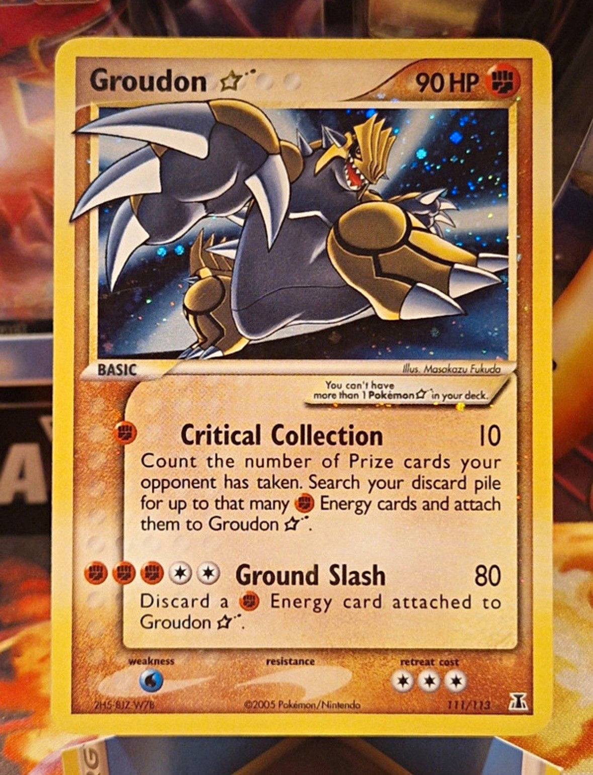 Groudon Star EX Delta Species 111/113 Holo EN HP 90 Pokémon TCG 2005