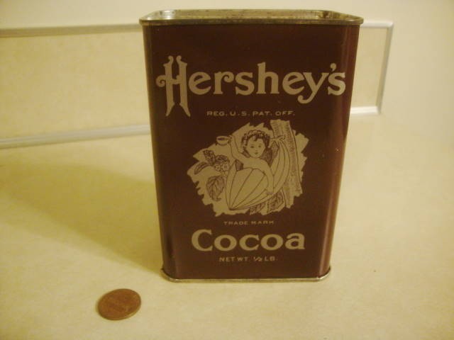 Vintage 1981 HERSHY'S COCOA TIN Advertising Bank Old Style Logo Collectible