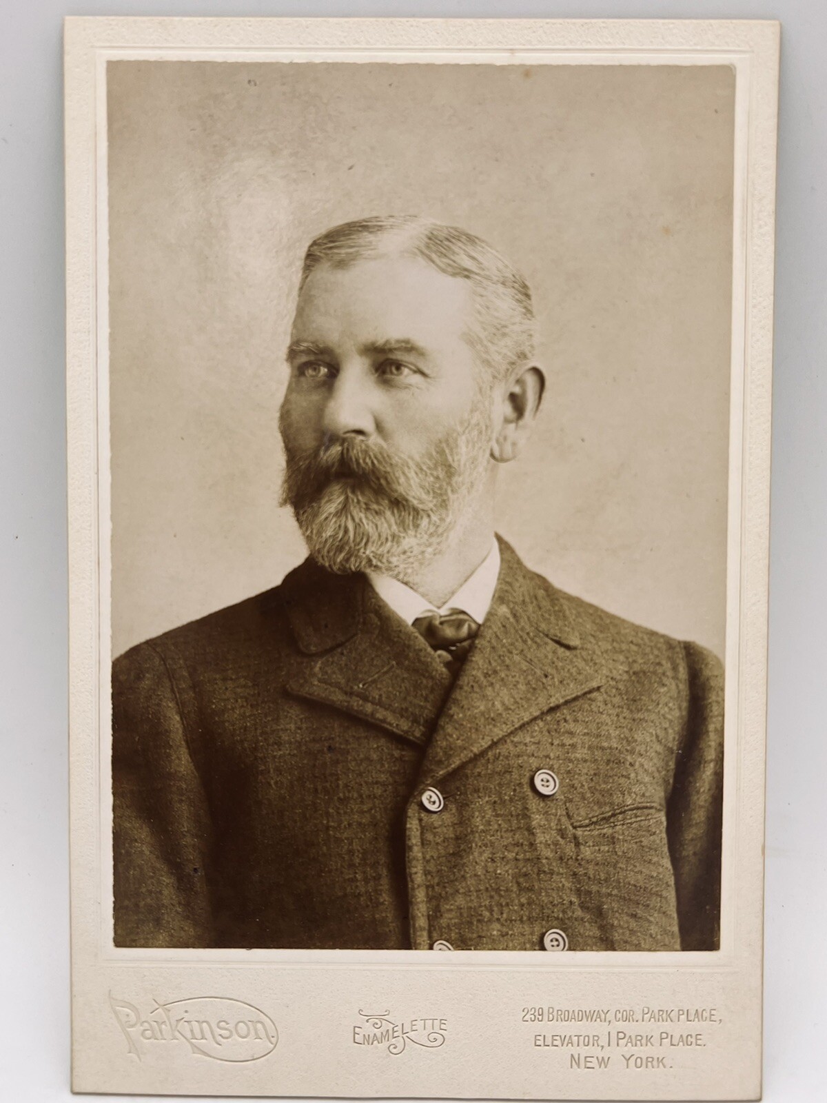 PARK PLACE NY 1890s Gilded Age Gentleman Cabinet Card by PARKINSON